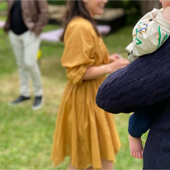 Apiece Apart Vereda Eyelet Mini Dress in Ochre, Size 6 - Picture 5 of 5